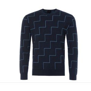 Armani Exchange $120 Mens Zigzag Stripe Pullover Sweater Navy Size M